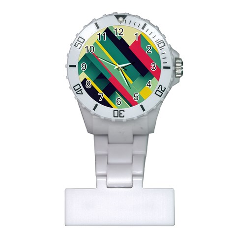 Abstract Geometric Design Pattern Plastic Nurses Watch from ArtsNow.com Front