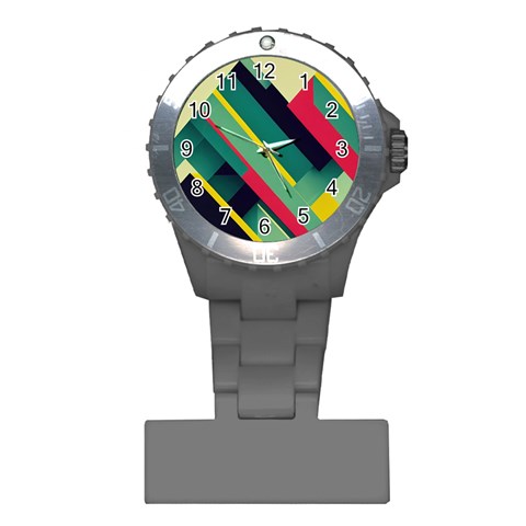 Abstract Geometric Design Pattern Plastic Nurses Watch from ArtsNow.com Front