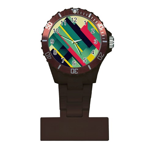 Abstract Geometric Design Pattern Plastic Nurses Watch from ArtsNow.com Front