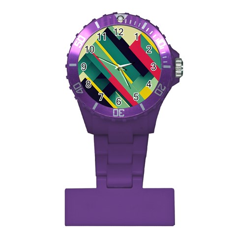 Abstract Geometric Design Pattern Plastic Nurses Watch from ArtsNow.com Front