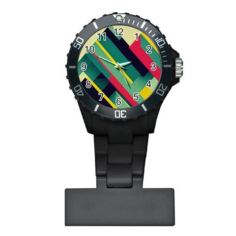 Abstract Geometric Design Pattern Plastic Nurses Watch from ArtsNow.com Front