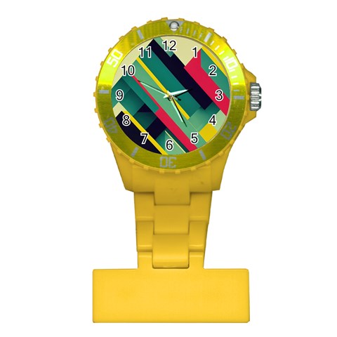 Abstract Geometric Design Pattern Plastic Nurses Watch from ArtsNow.com Front