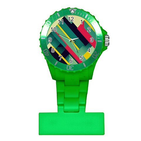 Abstract Geometric Design Pattern Plastic Nurses Watch from ArtsNow.com Front