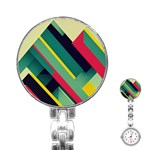 Abstract Geometric Design Pattern Stainless Steel Nurses Watch