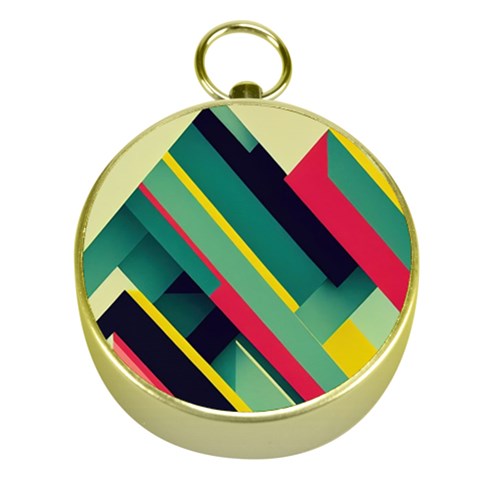 Abstract Geometric Design Pattern Gold Compasses from ArtsNow.com Front