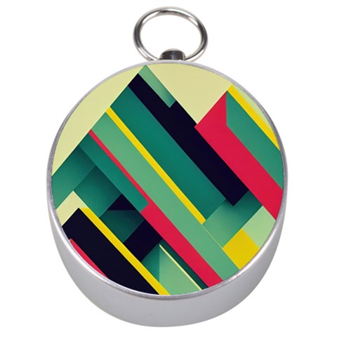 Abstract Geometric Design Pattern Silver Compasses from ArtsNow.com Front