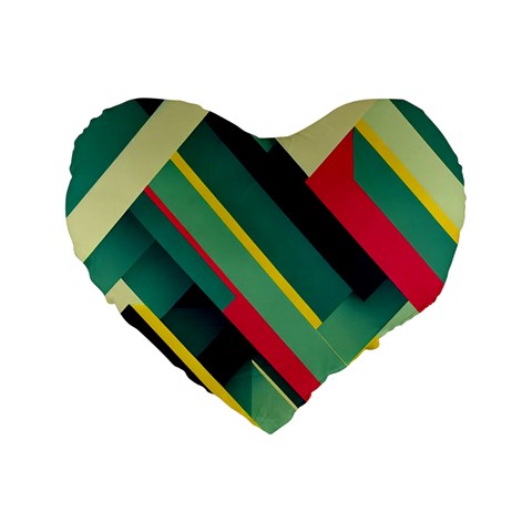 Abstract Geometric Design Pattern Standard 16  Premium Flano Heart Shape Cushions from ArtsNow.com Front