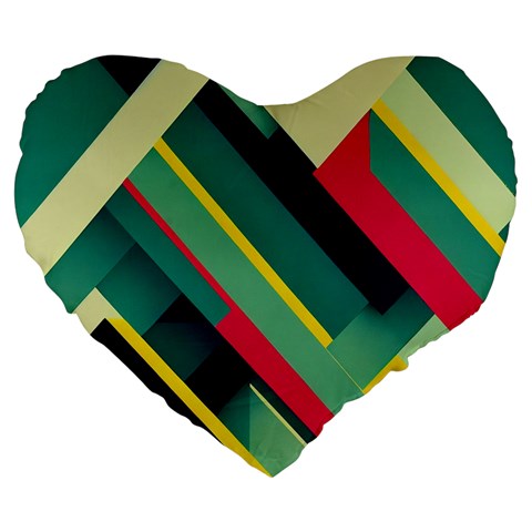 Abstract Geometric Design Pattern Large 19  Premium Flano Heart Shape Cushions from ArtsNow.com Front