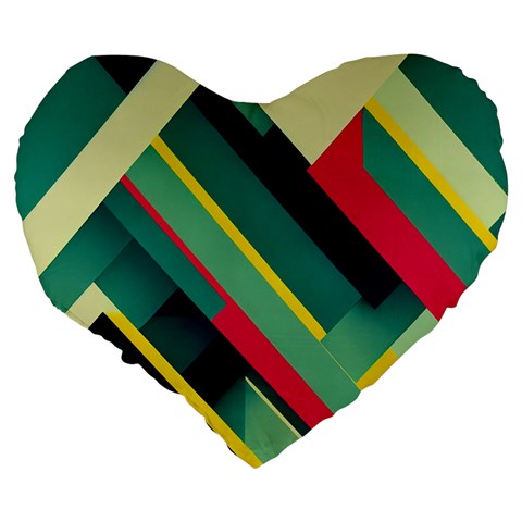 Abstract Geometric Design Pattern Large 19  Premium Flano Heart Shape Cushions from ArtsNow.com Back