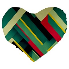 Abstract Geometric Design Pattern Large 19  Premium Flano Heart Shape Cushions from ArtsNow.com Back