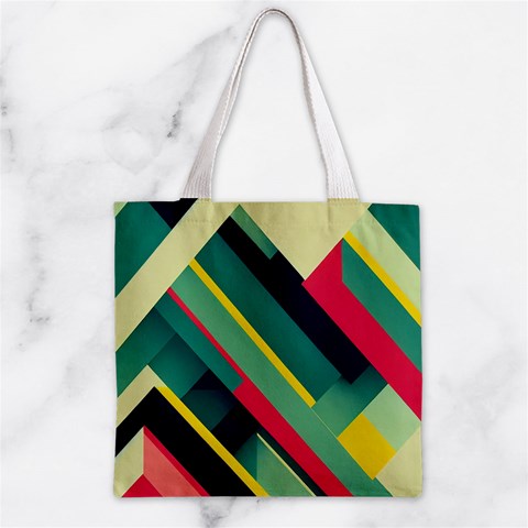 Abstract Geometric Design Pattern Zipper Grocery Tote Bag from ArtsNow.com Back