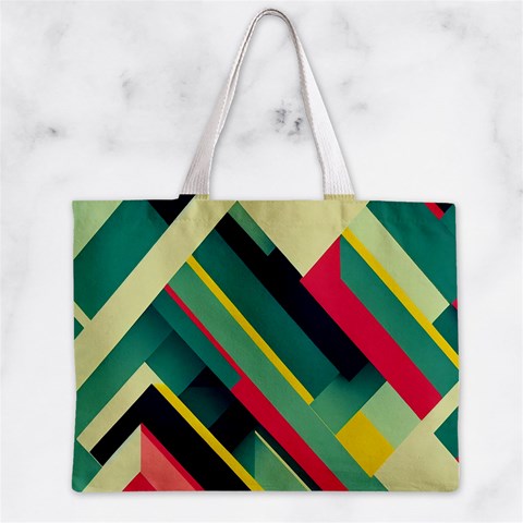 Abstract Geometric Design Pattern Zipper Mini Tote Bag from ArtsNow.com Back