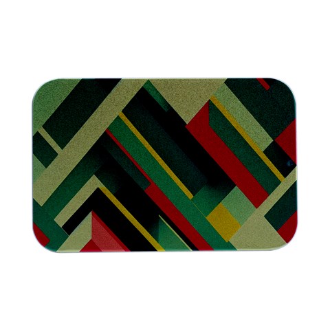 Abstract Geometric Design Pattern Open Lid Metal Box (Silver)   from ArtsNow.com Front