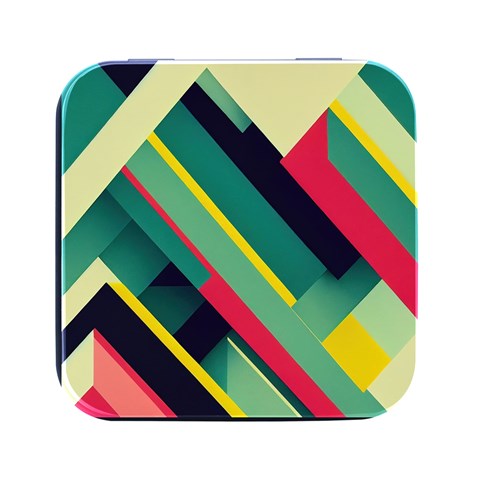 Abstract Geometric Design Pattern Square Metal Box (Black) from ArtsNow.com Front