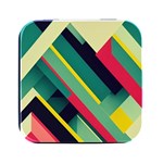 Abstract Geometric Design Pattern Square Metal Box (Black)