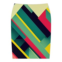 Abstract Geometric Design Pattern Midi Wrap Pencil Skirt from ArtsNow.com Back