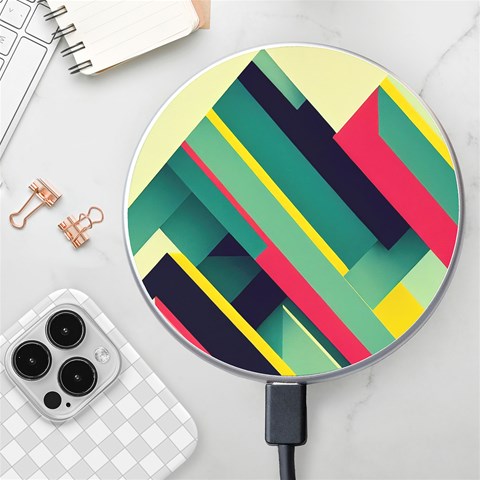 Abstract Geometric Design Pattern Wireless Fast Charger(White) from ArtsNow.com Front