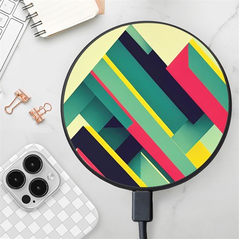 Abstract Geometric Design Pattern Wireless Fast Charger(Black) from ArtsNow.com Front