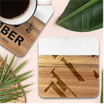 Abstract Geometric Design Pattern Marble Wood Coaster (Square)