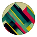 Abstract Geometric Design Pattern Round Glass Fridge Magnet (4 pack)