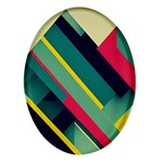 Abstract Geometric Design Pattern Oval Glass Fridge Magnet (4 pack)