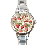Strawberry Fruit Round Italian Charm Watch
