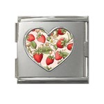 Strawberry Fruit Mega Link Heart Italian Charm (18mm)