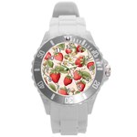 Strawberry Fruit Round Plastic Sport Watch (L)