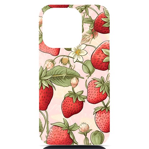 Strawberry Fruit iPhone 14 Pro Black UV Print Case from ArtsNow.com Front