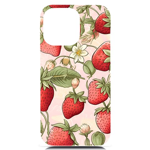 Strawberry Fruit iPhone 14 Pro Max Black UV Print Case from ArtsNow.com Front