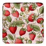 Strawberry Fruit Square Glass Fridge Magnet (4 pack)