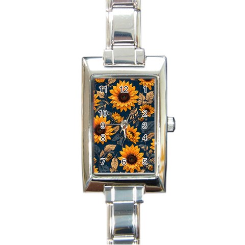 Flower Pattern Spring Rectangle Italian Charm Watch from ArtsNow.com Front