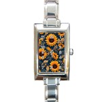 Flower Pattern Spring Rectangle Italian Charm Watch