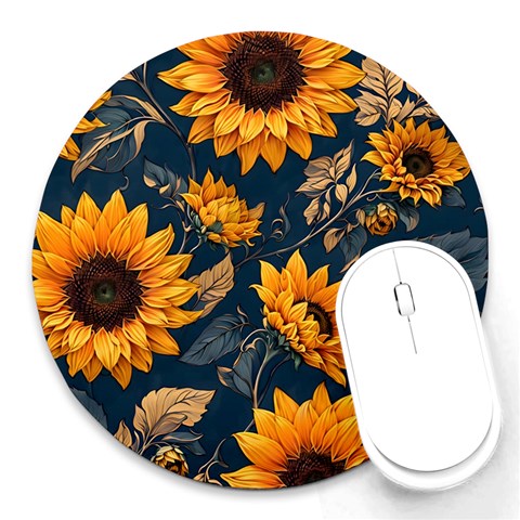 Flower Pattern Spring Round Mousepad from ArtsNow.com Front