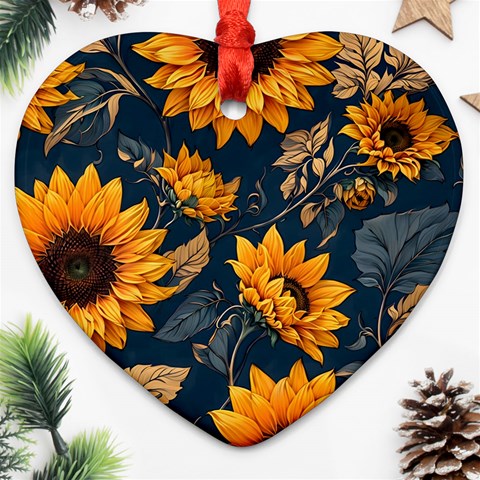 Flower Pattern Spring Ornament (Heart) from ArtsNow.com Front