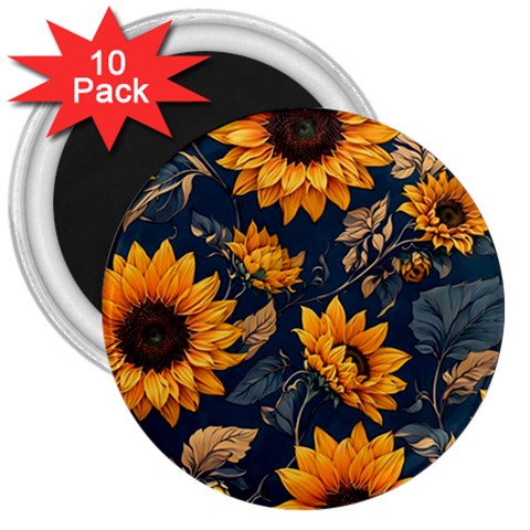 Flower Pattern Spring 3  Magnets (10 pack)  from ArtsNow.com Front