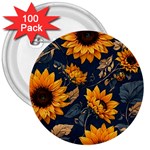Flower Pattern Spring 3  Buttons (100 pack) 