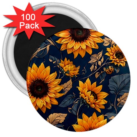 Flower Pattern Spring 3  Magnets (100 pack) from ArtsNow.com Front