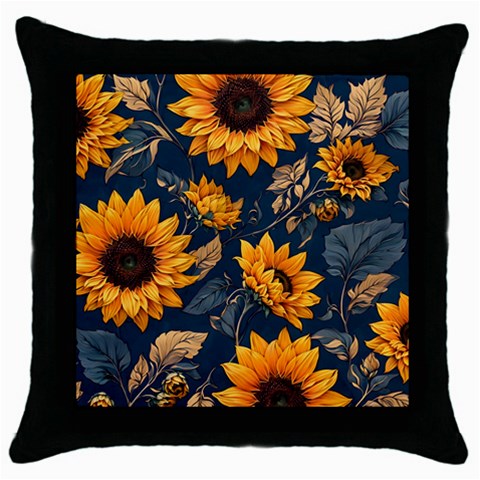 Flower Pattern Spring Throw Pillow Case (Black) from ArtsNow.com Front