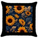 Flower Pattern Spring Throw Pillow Case (Black)