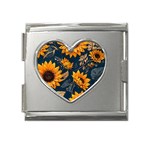 Flower Pattern Spring Mega Link Heart Italian Charm (18mm)
