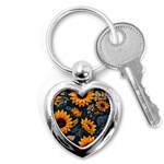 Flower Pattern Spring Key Chain (Heart)