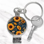 Flower Pattern Spring Nail Clippers Key Chain