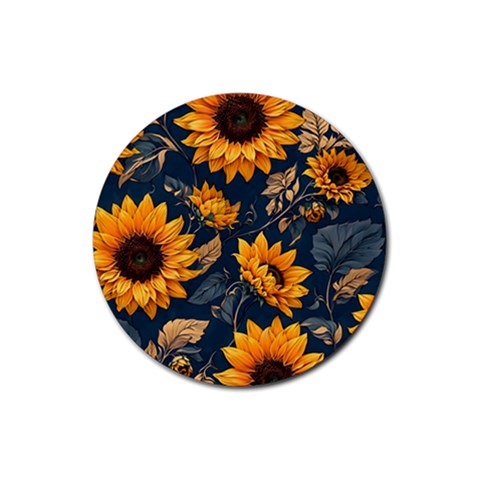 Flower Pattern Spring Rubber Coaster (Round) from ArtsNow.com Front