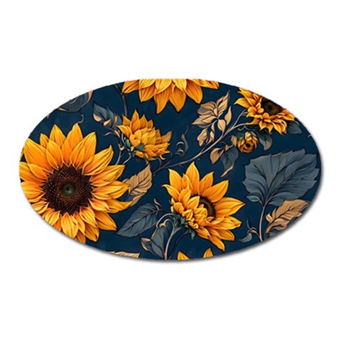 Flower Pattern Spring Oval Magnet from ArtsNow.com Front