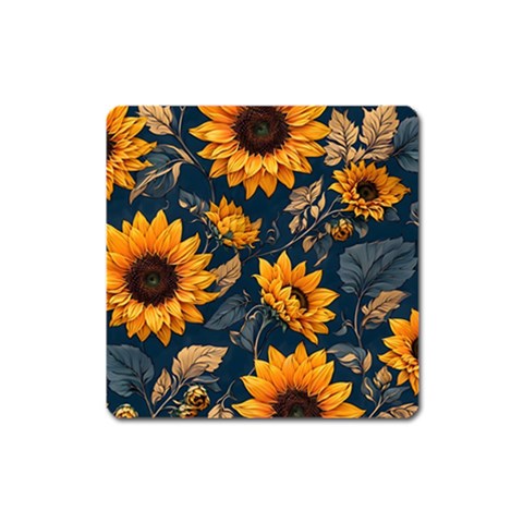 Flower Pattern Spring Square Magnet from ArtsNow.com Front