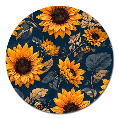 Flower Pattern Spring Magnet 5  (Round) from ArtsNow.com Front