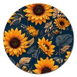 Flower Pattern Spring Magnet 5  (Round)
