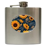 Flower Pattern Spring Hip Flask (6 oz)