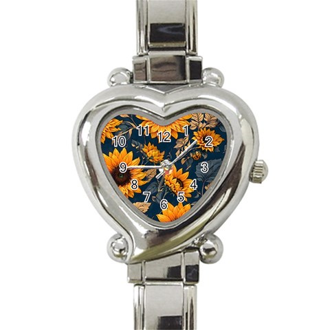 Flower Pattern Spring Heart Italian Charm Watch from ArtsNow.com Front